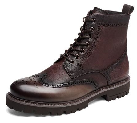 Zwart / Bruin Mensen Leer Brogue enkel laarzen Puntige Toe Mode Stijl