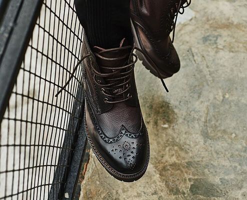 Zwart / Bruin Mensen Leer Brogue enkel laarzen Puntige Toe Mode Stijl