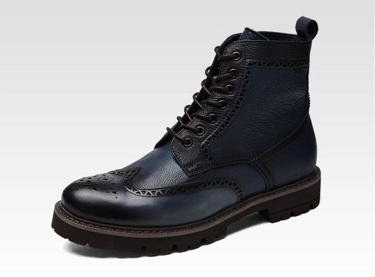 Zwart / Bruin Mensen Leer Brogue enkel laarzen Puntige Toe Mode Stijl