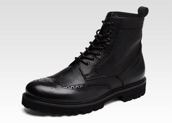 Zwart / Bruin Mensen Leer Brogue enkel laarzen Puntige Toe Mode Stijl