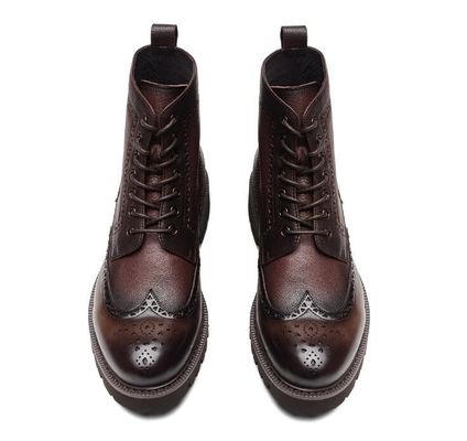 Zwart / Bruin Mensen Leer Brogue enkel laarzen Puntige Toe Mode Stijl