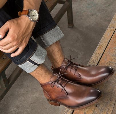 Chukka Suede Lederen Mensen Lederen Casual Schoenen Bruin Mensen Lace Up Dress Boots