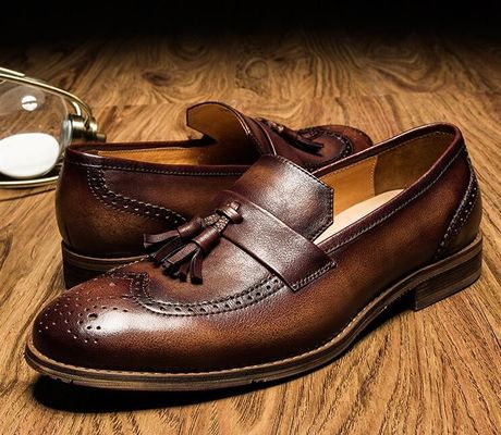 Lente / Herfst Bruine Mensen Geweven Lederschoenen Voor Feest