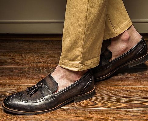 Lente / Herfst Bruine Mensen Geweven Lederschoenen Voor Feest