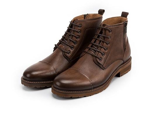 Ronde tenen lift mannen schoenen ademend Echt leer Casual schoenen voor de winter