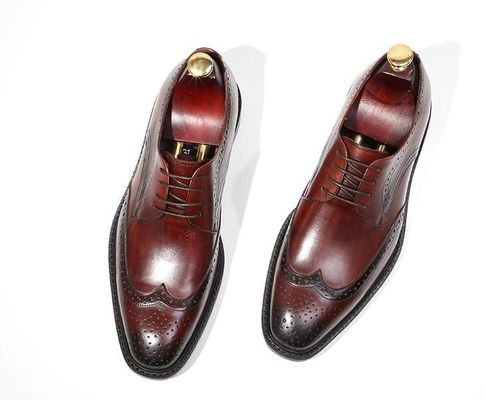 Derby stijl mannen bruin kant op schoenen platte mannen geweven leer slip op schoenen