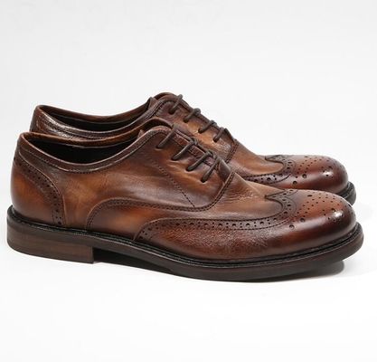 Branded Design Mensen Lederen Schoenen Spitste Toe Oxford Bruin Spit Up Schoenen