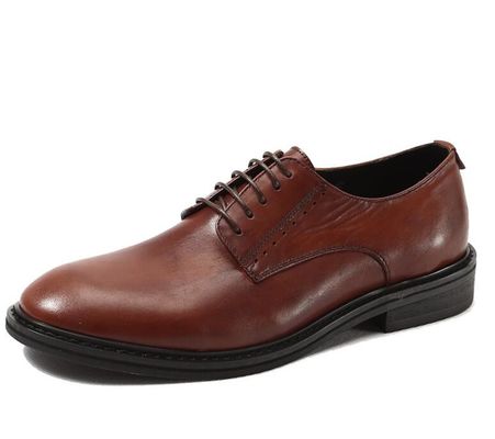 Mode Embossing Mensen Lederen Kleding Schoenen Bruin Ronde Toe Standard Dans Schoenen