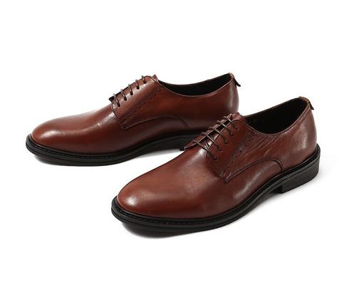 Mode Embossing Mensen Lederen Kleding Schoenen Bruin Ronde Toe Standard Dans Schoenen