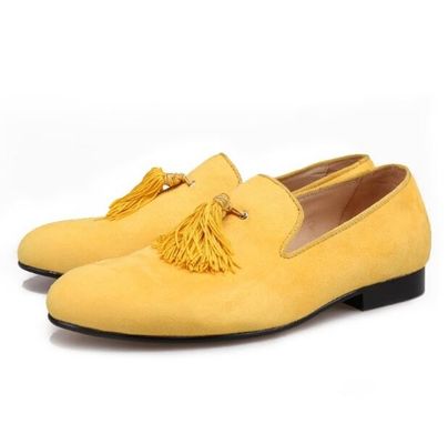 High End Mensen Fluwelen Loafers Met Tassels maat aangepast