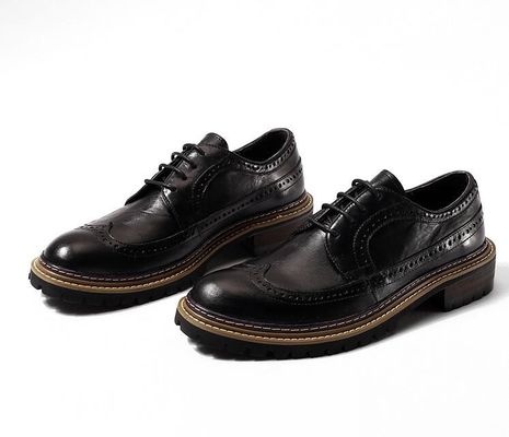 Lente / herfst Mensen Casual Schoenen Ronde teen Mensen Zwarte lederen Loafer schoenen