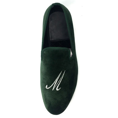 Luxe Groene Mensen Velvet Loafers Handgemaakte Velvet Slip On Loafers