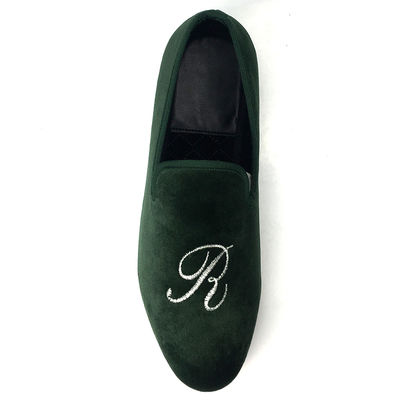 Luxe Groene Mensen Velvet Loafers Handgemaakte Velvet Slip On Loafers