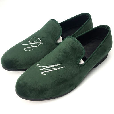 Luxe Groene Mensen Velvet Loafers Handgemaakte Velvet Slip On Loafers