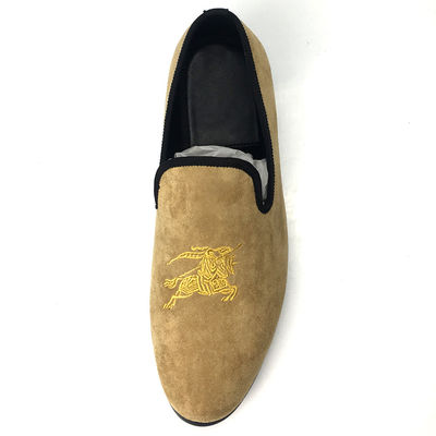 Tassel Mens Velvet Loafers Geborduurd Met Rubberen Buiszool