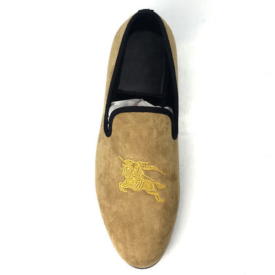 Tassel Mens Velvet Loafers Geborduurd Met Rubberen Buiszool