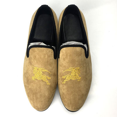 Tassel Mens Velvet Loafers Geborduurd Met Rubberen Buiszool
