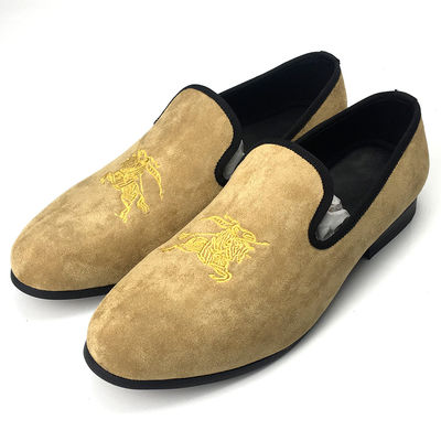 Tassel Mens Velvet Loafers Geborduurd Met Rubberen Buiszool