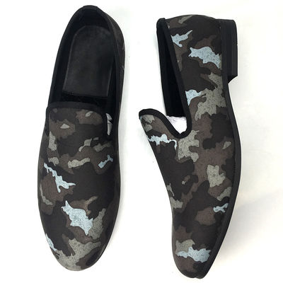 Broderd Mensen Zwarte Suede Loafers Schoenen Luxe Schapenleer Dress Schoenen
