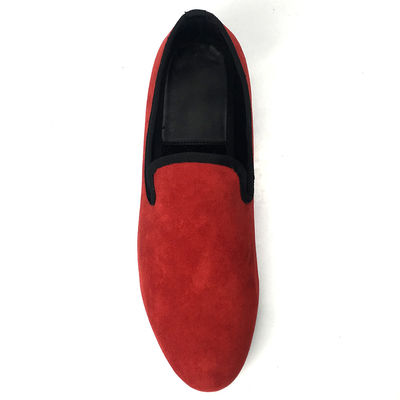 Royal Style Mensen Fluweelschoenen Geborduurde Mensen Fluweel Bourgogne Loafers