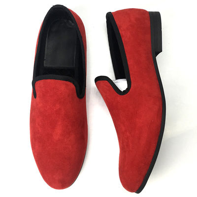 Royal Style Mensen Fluweelschoenen Geborduurde Mensen Fluweel Bourgogne Loafers