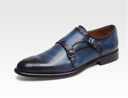Italiaanse echte lederen monnikenschoenen, lederen loafers voor mannen in brogue detail