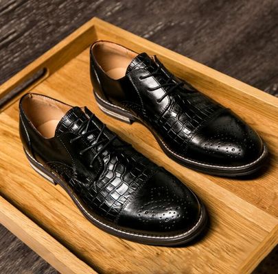 Patina Krokodillenhuid Schoenen voor mannen, Brogue Wingtips Exotic Leather Mensen Schoenen