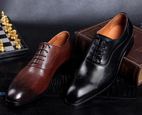 Mode mannen formele jurk schoenen, Brogue verborgen hoge hakken lederen schoenen voor mannen