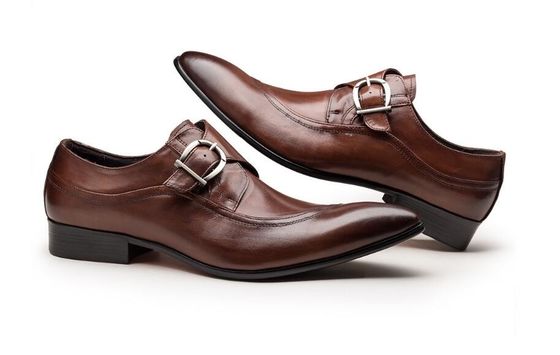 Ronde teen zwart Derby Mensen Lederen jurk Schoenen Met Buckle Banquet Oxford