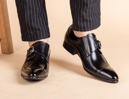 Ronde teen zwart Derby Mensen Lederen jurk Schoenen Met Buckle Banquet Oxford