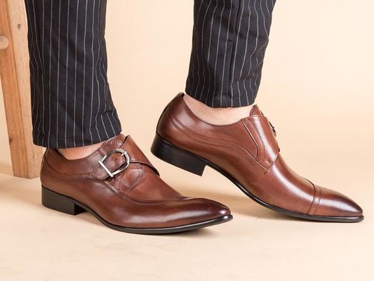 Ronde teen zwart Derby Mensen Lederen jurk Schoenen Met Buckle Banquet Oxford