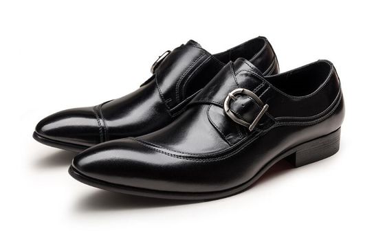 Ronde teen zwart Derby Mensen Lederen jurk Schoenen Met Buckle Banquet Oxford
