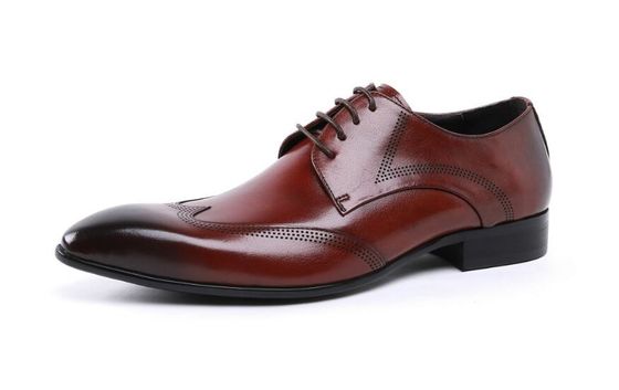 Custom Brogue Bruin Borstel Af Lederschoenen Comfortabele jurk Voor mannen