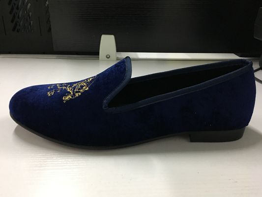 Duurzame Mens Velvet Loafers Ronde Toe Mensen Blauwe Suede Slip On Shoes