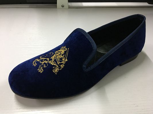Duurzame Mens Velvet Loafers Ronde Toe Mensen Blauwe Suede Slip On Shoes