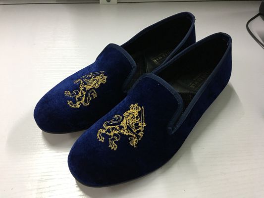 Duurzame Mens Velvet Loafers Ronde Toe Mensen Blauwe Suede Slip On Shoes
