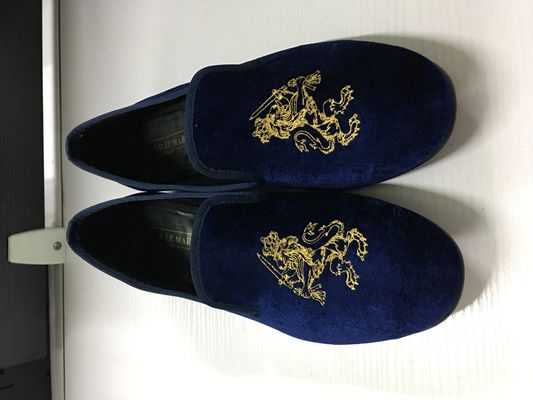 Duurzame Mens Velvet Loafers Ronde Toe Mensen Blauwe Suede Slip On Shoes