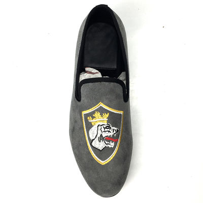 Duurzaam Comfort Full Grain Leather Loafers, Grijze Handgeschilderde Loafers