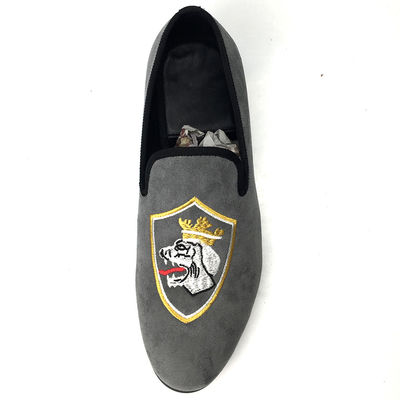 Duurzaam Comfort Full Grain Leather Loafers, Grijze Handgeschilderde Loafers