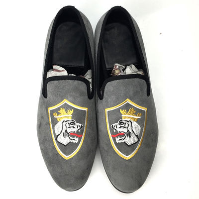 Duurzaam Comfort Full Grain Leather Loafers, Grijze Handgeschilderde Loafers
