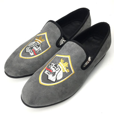 Duurzaam Comfort Full Grain Leather Loafers, Grijze Handgeschilderde Loafers