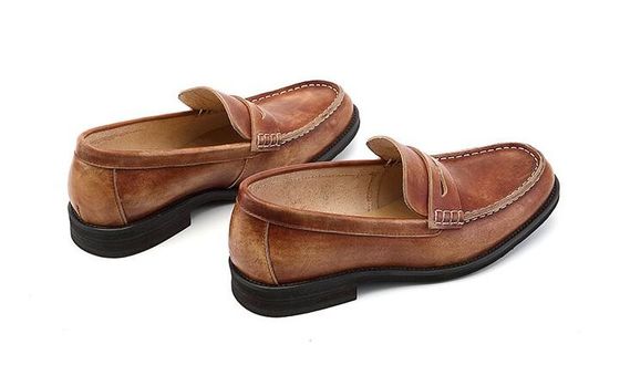 Breathable Men Bruine Penny Loafers, Echte Lederen Loafers
