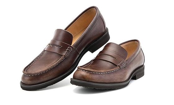 Breathable Men Bruine Penny Loafers, Echte Lederen Loafers