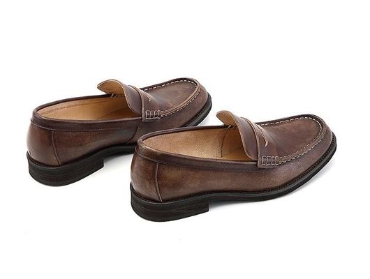 Breathable Men Bruine Penny Loafers, Echte Lederen Loafers