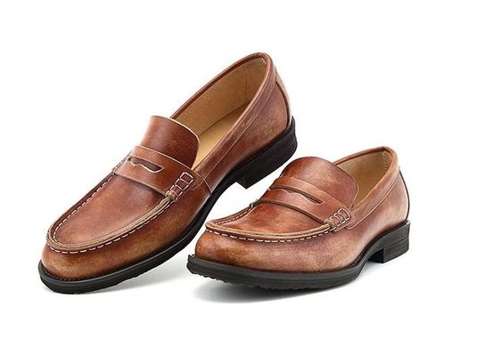 Breathable Men Bruine Penny Loafers, Echte Lederen Loafers