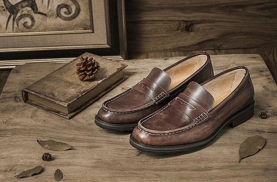 Breathable Men Bruine Penny Loafers, Echte Lederen Loafers