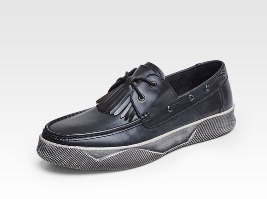 Retro Casual Mensen Flat Shoes Custom Mensen Lederen Driving Loafers Met Tassels