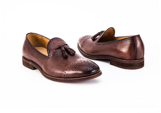 Zomer Bruine Mensen Lederen Loafers Schoenen Slip On Brogue Tassel Loafers