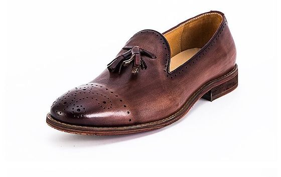 Zomer Bruine Mensen Lederen Loafers Schoenen Slip On Brogue Tassel Loafers