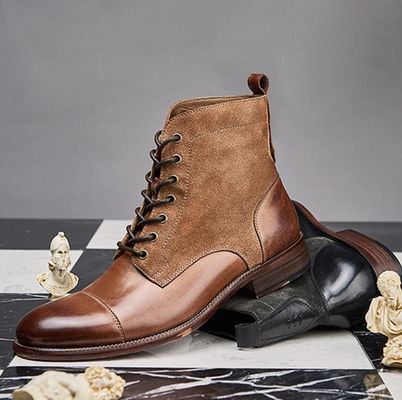 Duurzame mode kleurrijke winterleer mannen militaire stijl laarzen waterdicht